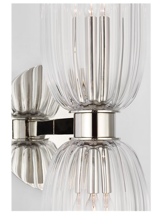 VC&CO | AERIN | Asalea 16" Double Bath Sconce in Polished Nickel with Clear Glass - Image 2