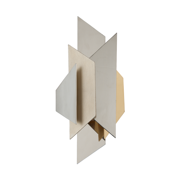 CORBETT | Modernist Wall Sconce in Polished Stainless Steel with Gold & Silver Leaf