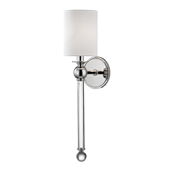 HVLG | Gordon 1-LT Wall Sconce in Polished Nickel with Off-White Faux Silk Shade
