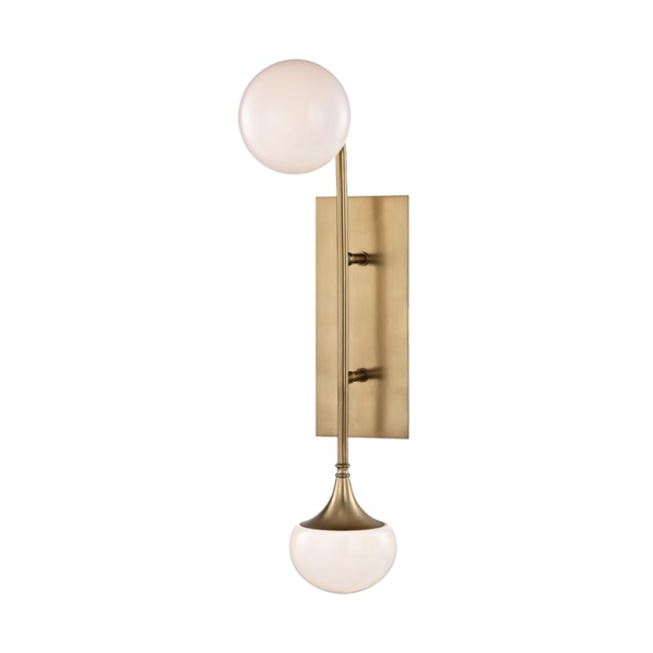 HVLG | Fleming Wall Sconce in Aged Brass with White Glass