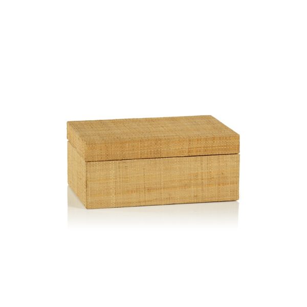 DecoRoom Curated Decor | Bungalow Grasscloth Small Box with Suede Interior
