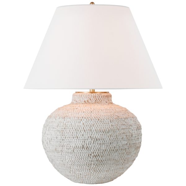 VC&CO | MARIE FLANNIGAN | Avedon Medium Table Lamp in Plaster White  Rattan with Linen Shade