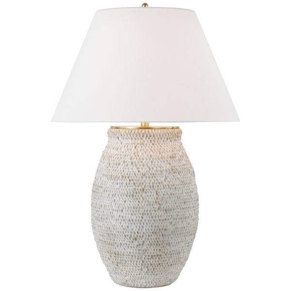 VC&CO | MARIE FLANNIGAN | Avedon Large Table Lamp in Plaster White  Rattan with Linen Shade