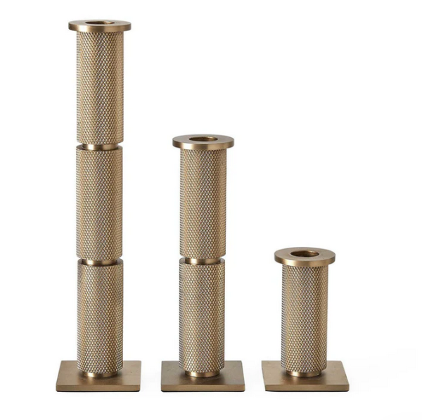 DecoRoom Curated Decor | Knurled Taper Candleholders S/3