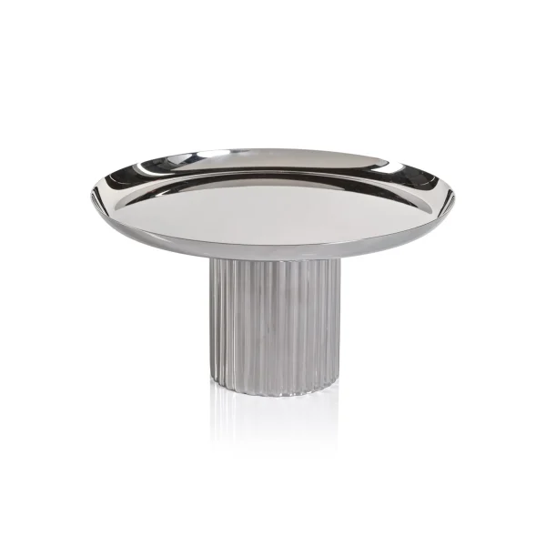 DecoRoom Curated Decor | Polished Nickel Footed Cake Stand