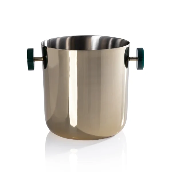 DecoRoom Curated Decor | Spiga Ice Bucket, Gold w/ Green