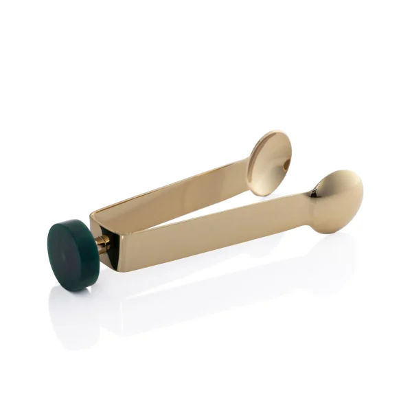 DecoRoom Curated Decor | Spiga Ice Tong, Gold w/ Green