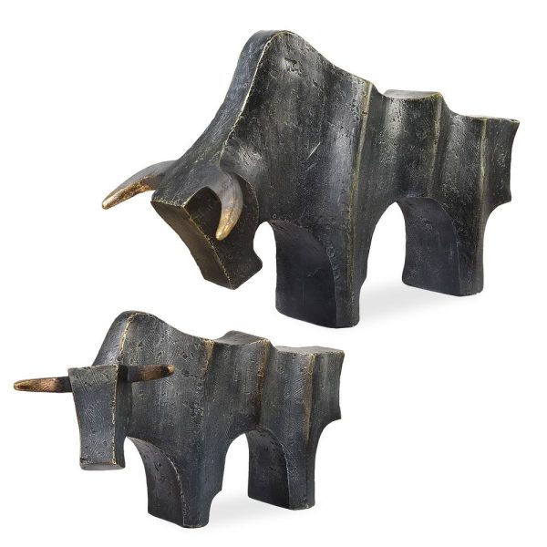 DecoRoom Curated Decor | Regal Bull Sculptures S/2